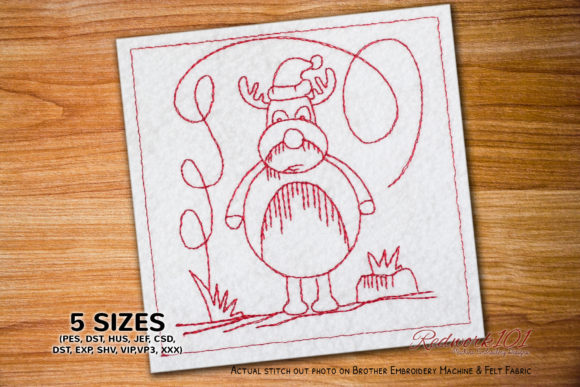 Christmas Cartoon Deer Redwork Review