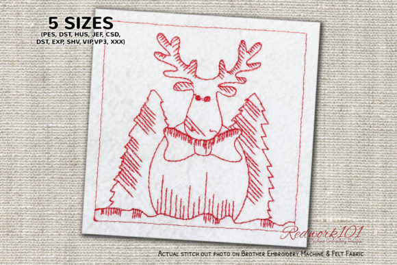 Christmas Cartoon Reindeer Redwork Review