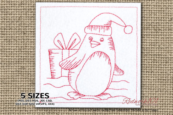 Christmas Penguin Redwork Review